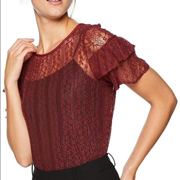 BCBGeneration Cross Back Ruffle Sleeve Tee - Picture 3 of 8